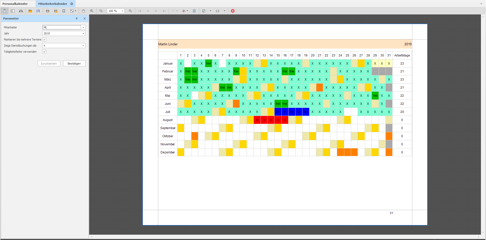 Mitarbeiter- und Personalkalender Mitarbeiter- und Personalkalender