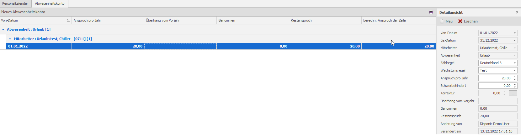 Abwesenheitskonten in der Diensplanungssoftware verwalten