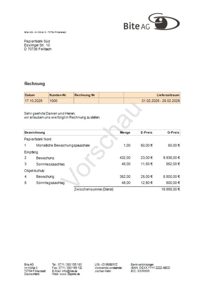 Rechnungen schreiben mit DISPONIC