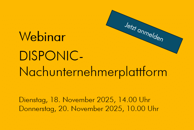 Melden Sie sich jetzt an zum Webinar zur DISPONIC-Nachunternehmerplattform