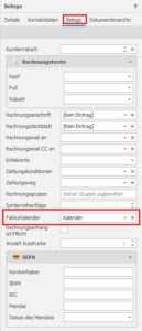 Nutzung eines Fakturkalenders in DISPONIC