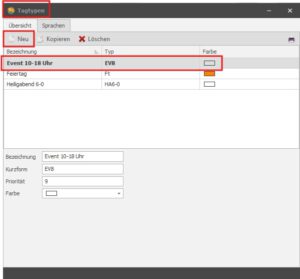 Individuellen Tagtyp für ihre wiederkehrende Veranstaltung eingeben