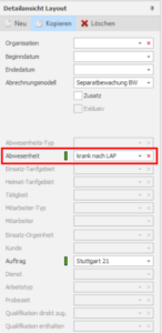 Detailansicht Layout für Lohnfortzahlung